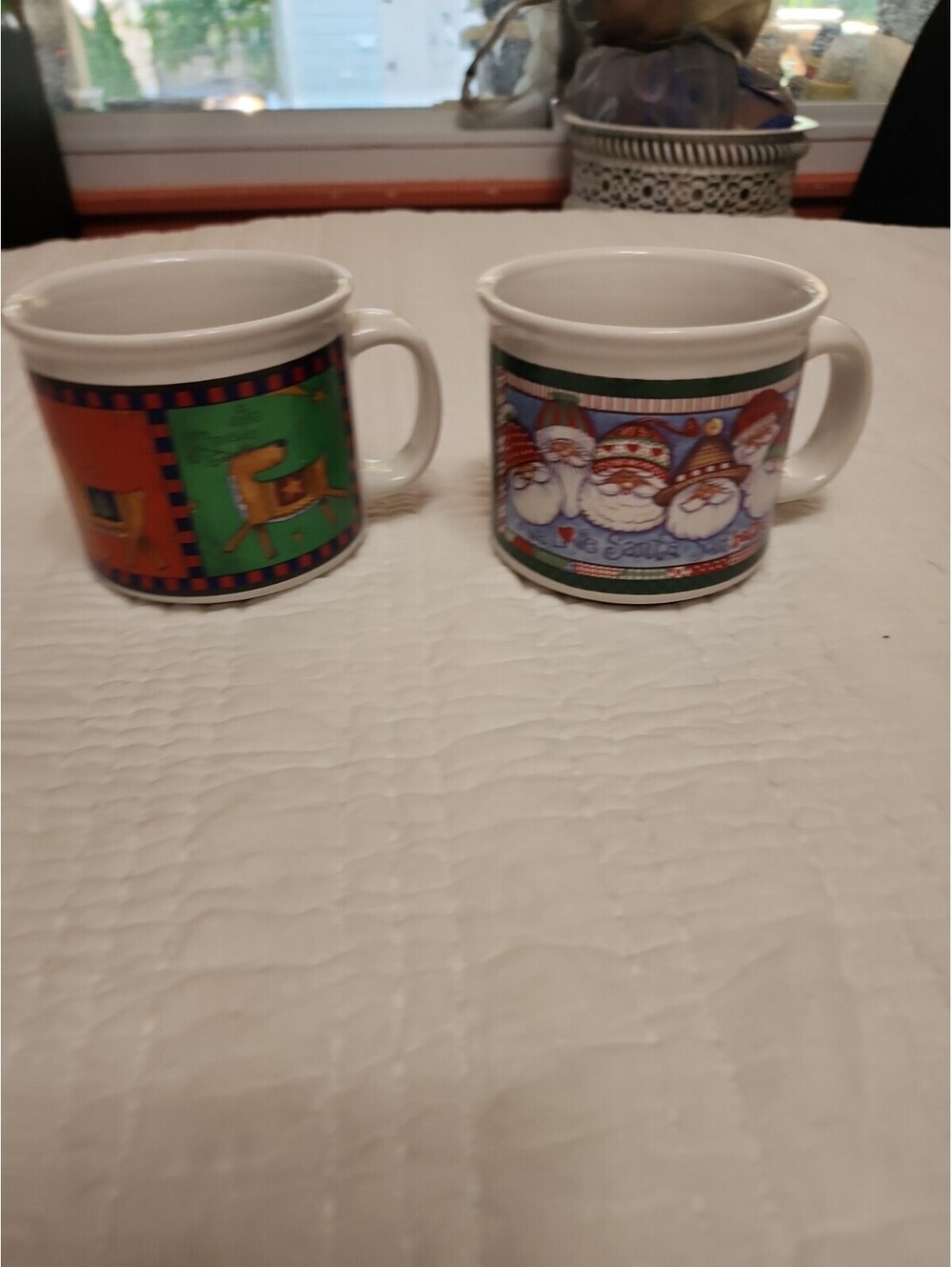 Set Of 2 Reindeer Christmas Ceramic Hot Cocoa Chocolate Coffee Mugs
